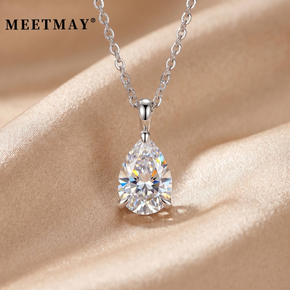Women's 18K Gold Plated Pear Cut Moissanite Pendant Necklace